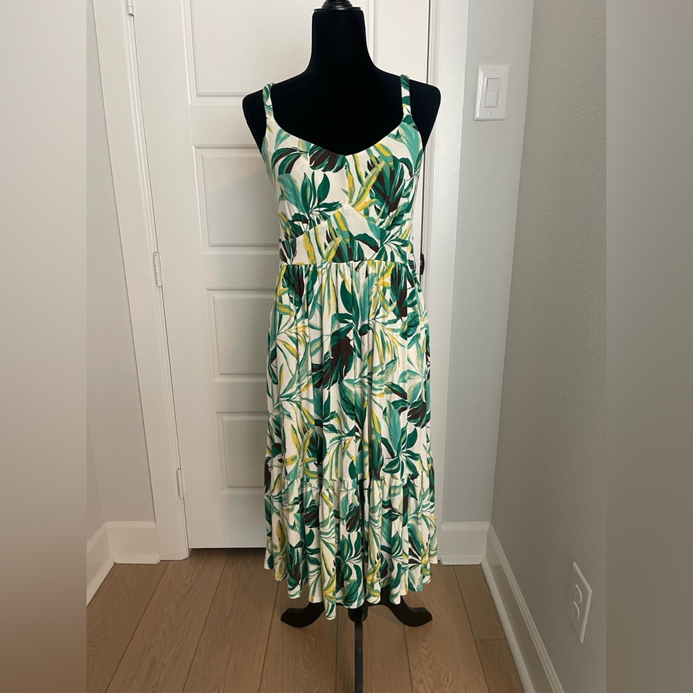 Torrid Tropical Green and Yellow Leaf Print Dress